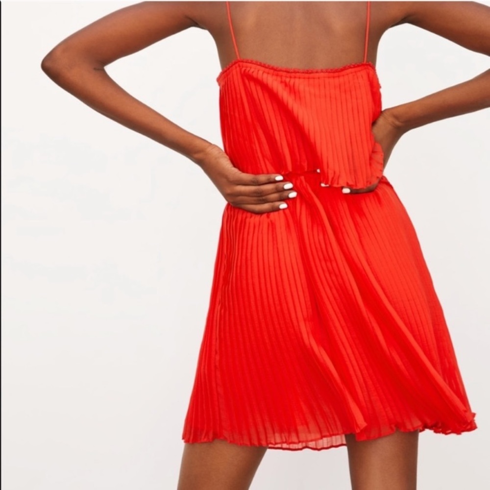 Zara pleated spaghetti strap summer dress